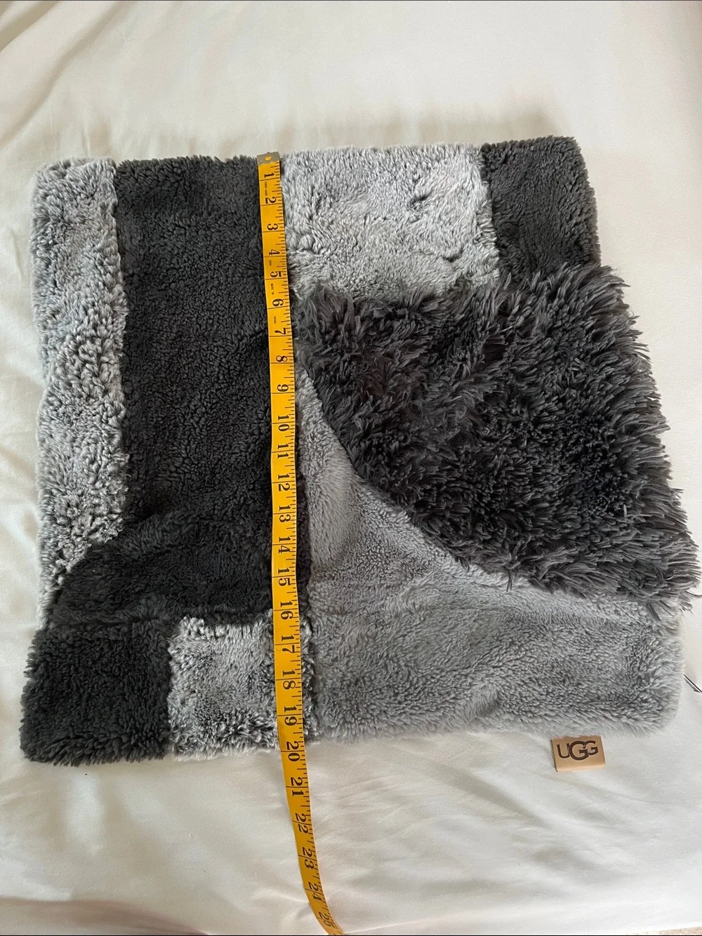 Ugg patchwork faux fur textured tones pillow sham super soft square 20x20”
